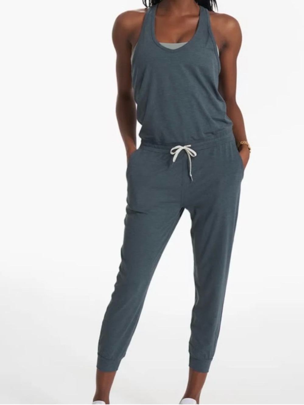 Vuori Heather blue performance Jogger onesie, size M
